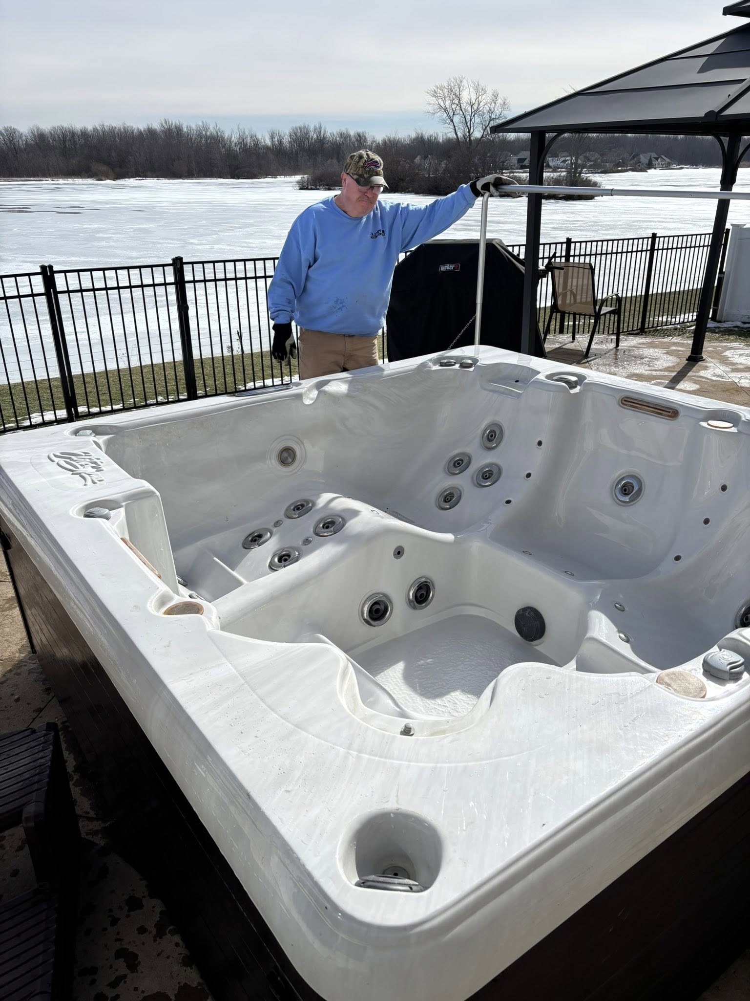 Hot tub staged and ready for pickup